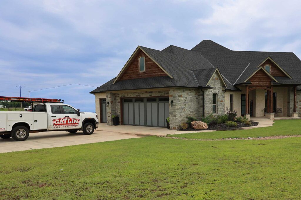 gatline heat and air service truck at customers home